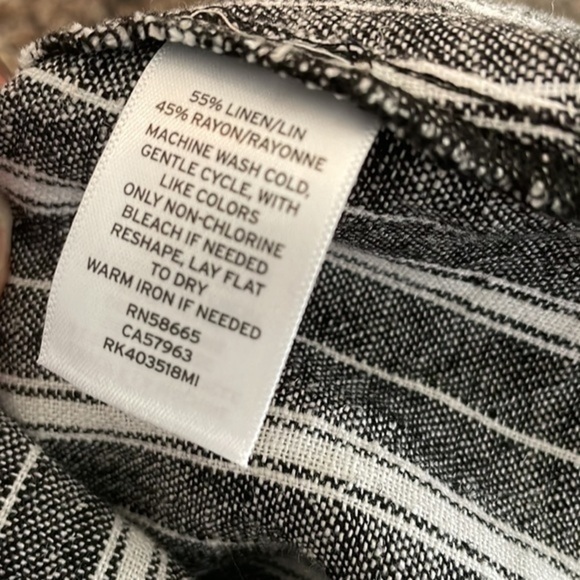 Abound women black leo white stripe Linen Button Front Camisole Tank Top Sz XXL - Picture 5 of 6